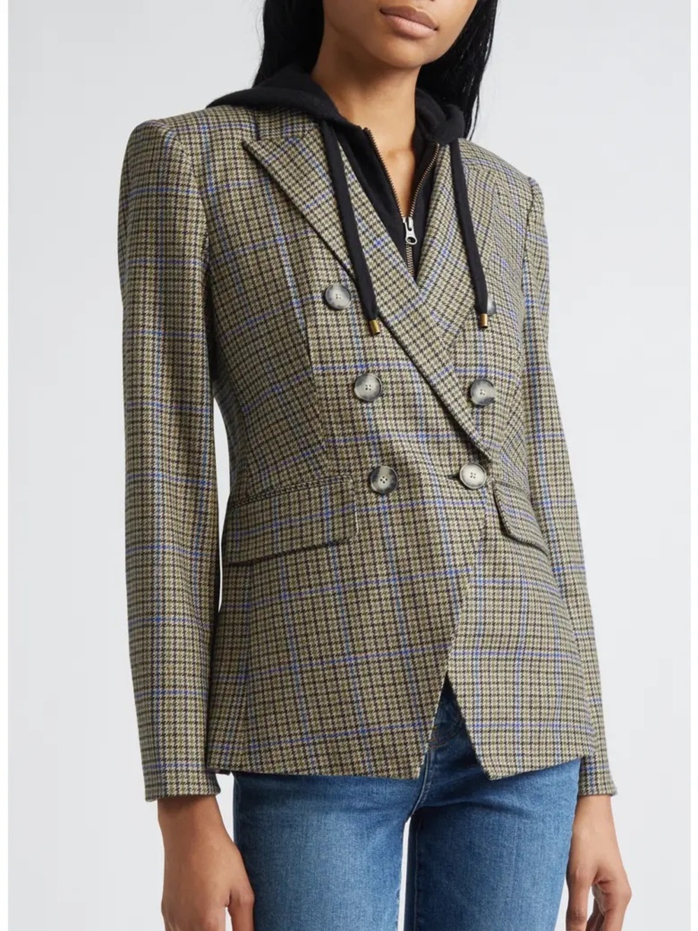 NWT Veronica Beard Miller Dickey Jacket Moss Multi Check Plaid Blazer Size 2